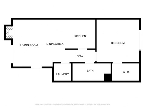 Floor plan for 1 bed, 1 bath, 710 sqft